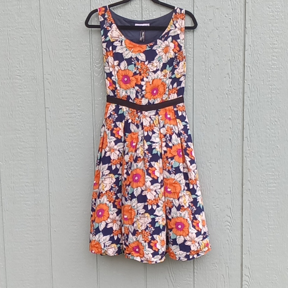 Modcloth Frock Shop Floral Fit & Flare Dress Large